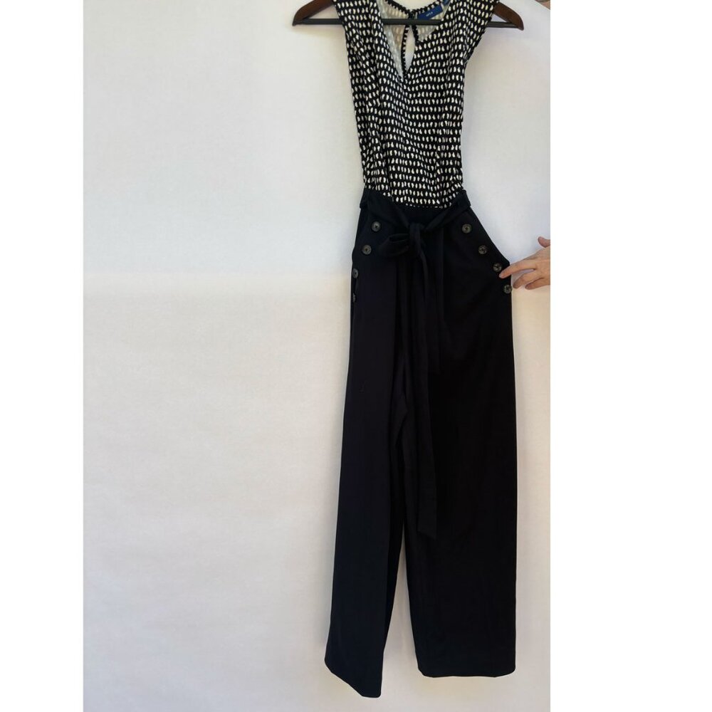 Apt.9 Romper, NWT, Flat Front with Sailor Buttons, Pockets, Tie Belt, Size M